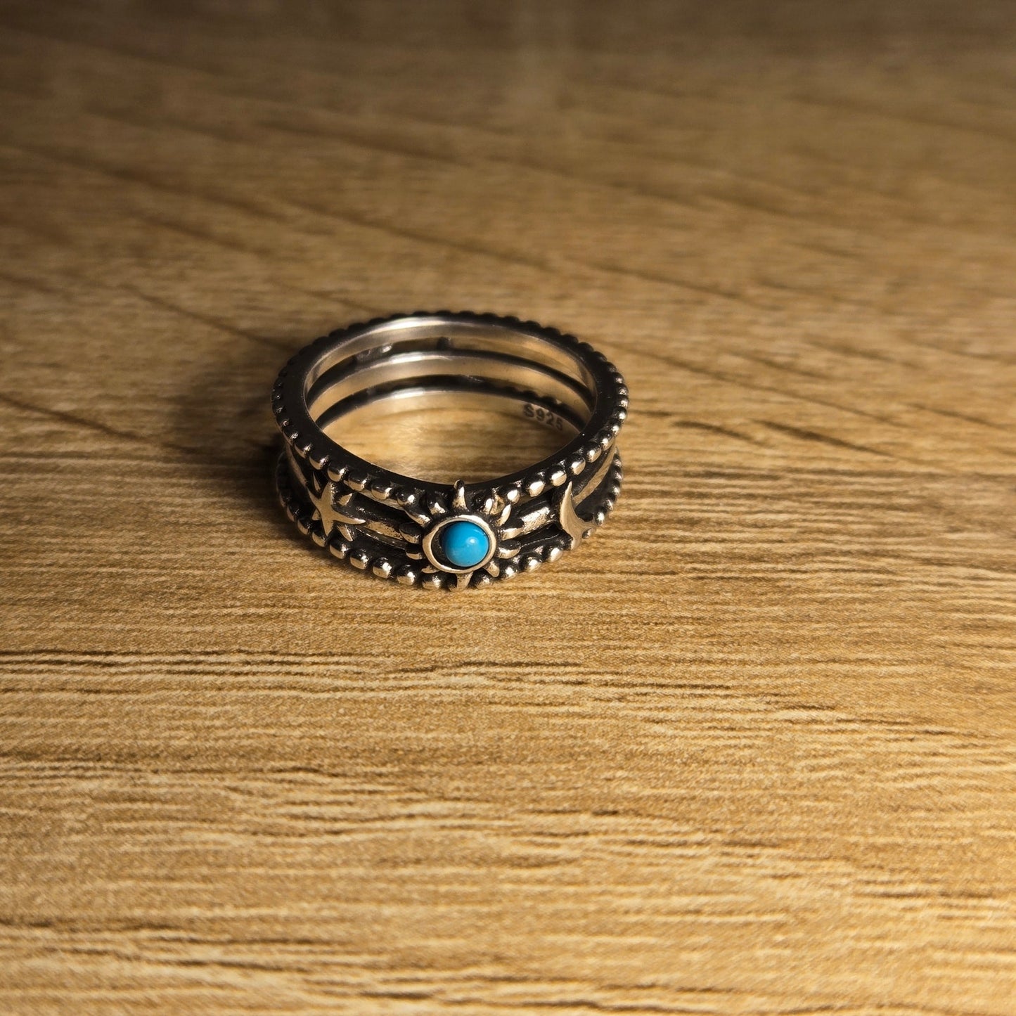 925 Sterling Silver Celestial Turquoise Ring – Size 6