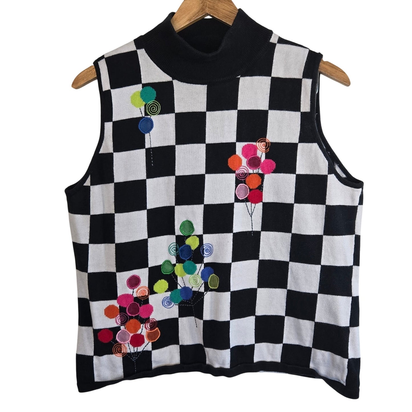 XL Vintage Marissa Christina Knit Balloon Print Turtleneck Tank