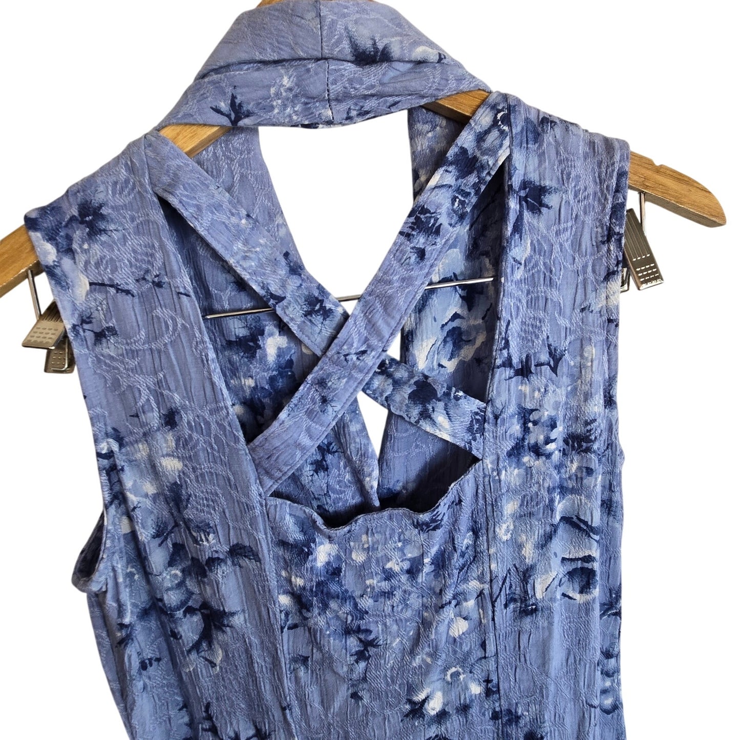 Size 12P – 1990s Blue Crisscross-Back Sundress by Connected