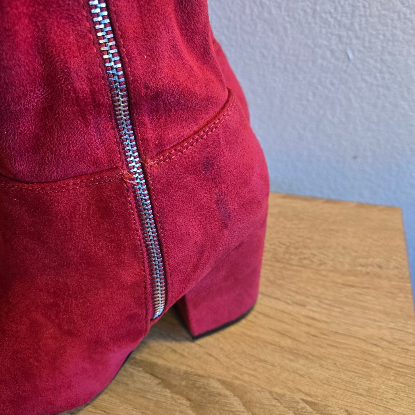 Size 8.5 Red Faux Suede Thigh-High Go-Go Boots by Shoedazzle