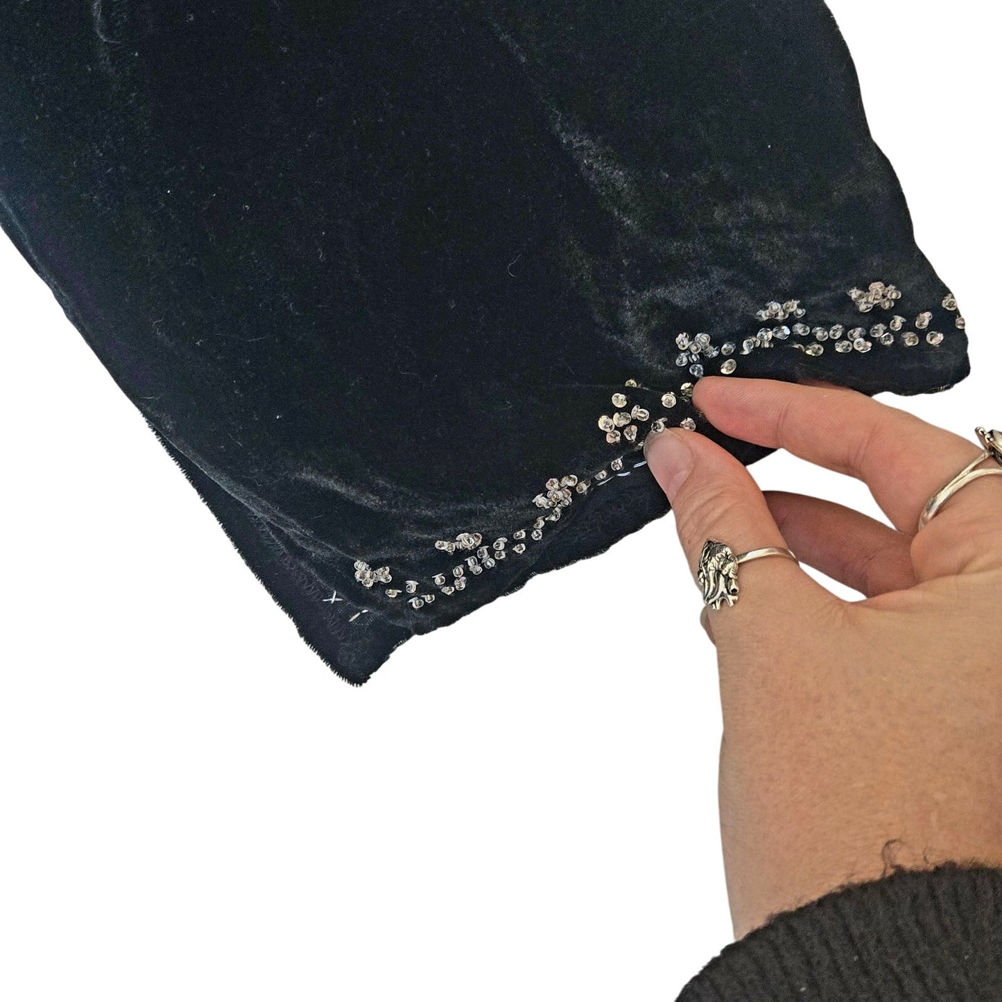 Velvet rhinestone wide sleeve witchy tunic top heart Bohemian Romantic