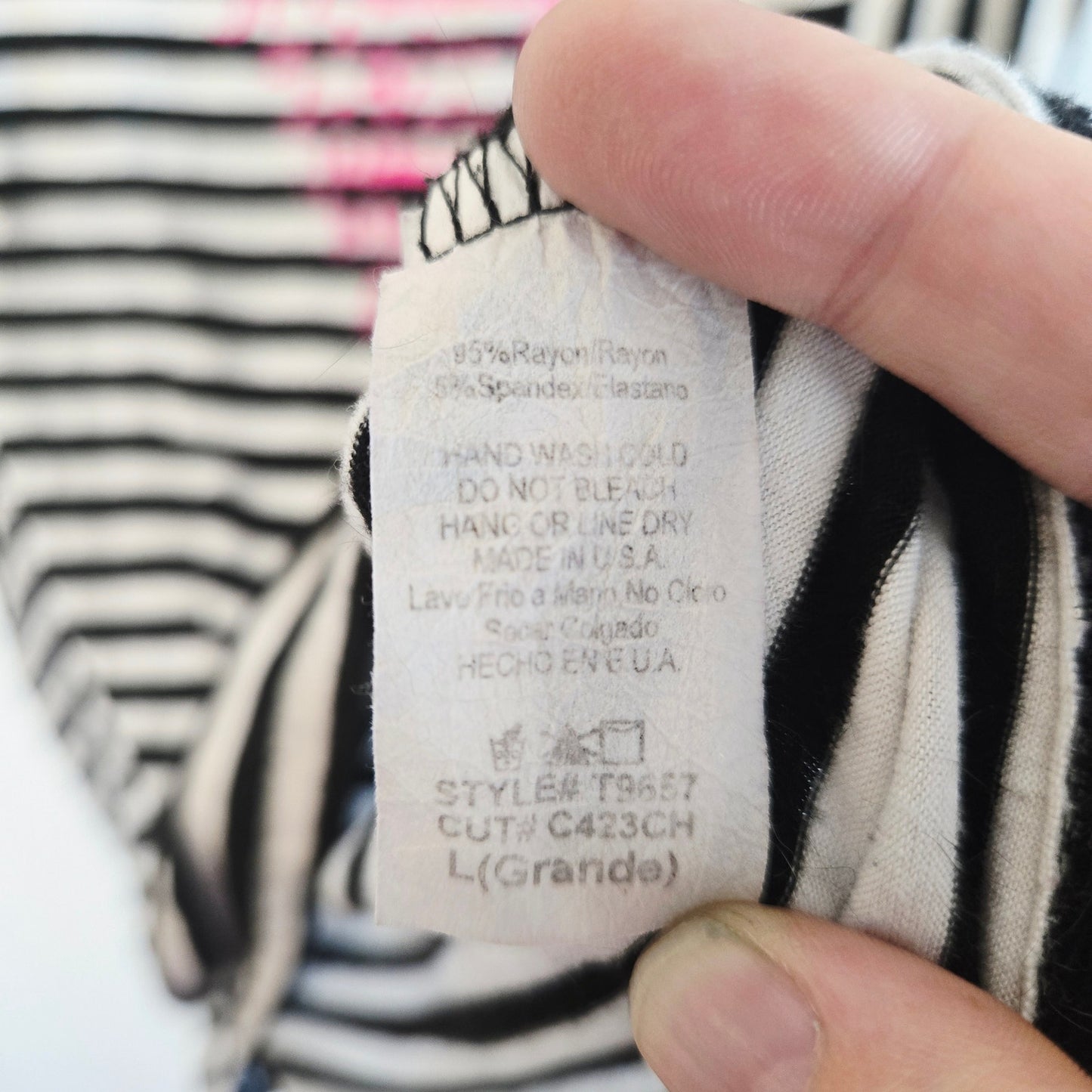 Size L – Y2k Je T’Aime Black & White Striped Tunic Indie Sleaze