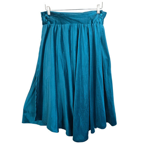 M/L – Heavy Turquoise Velvet Circle Skirt – Layered Ruching Winter Style