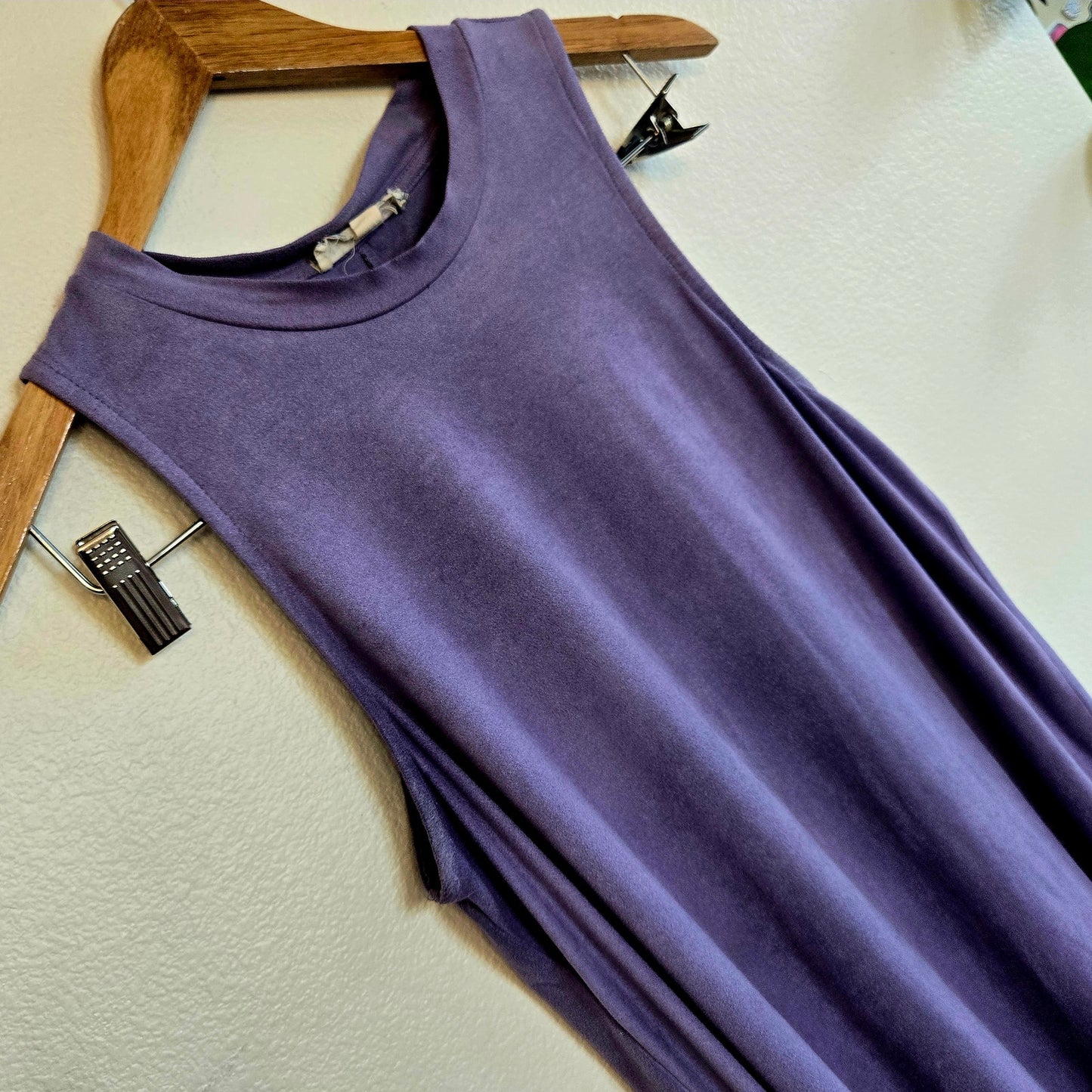 Size M – Faux Suede Lavender Sleeveless Dress