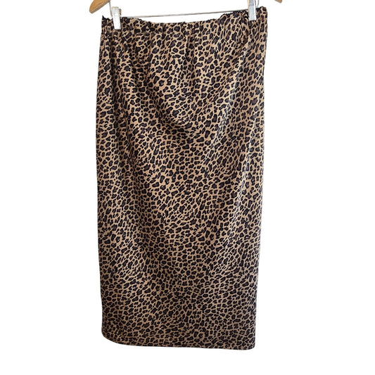 Size M – Leopard Satin Midi Skirt by Isabel by Ingrid + Isabel