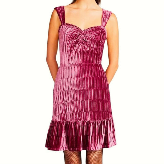 NWT Betsey Johnson Medium Velvet Knee Length Sheath Dress Mauve Velvet