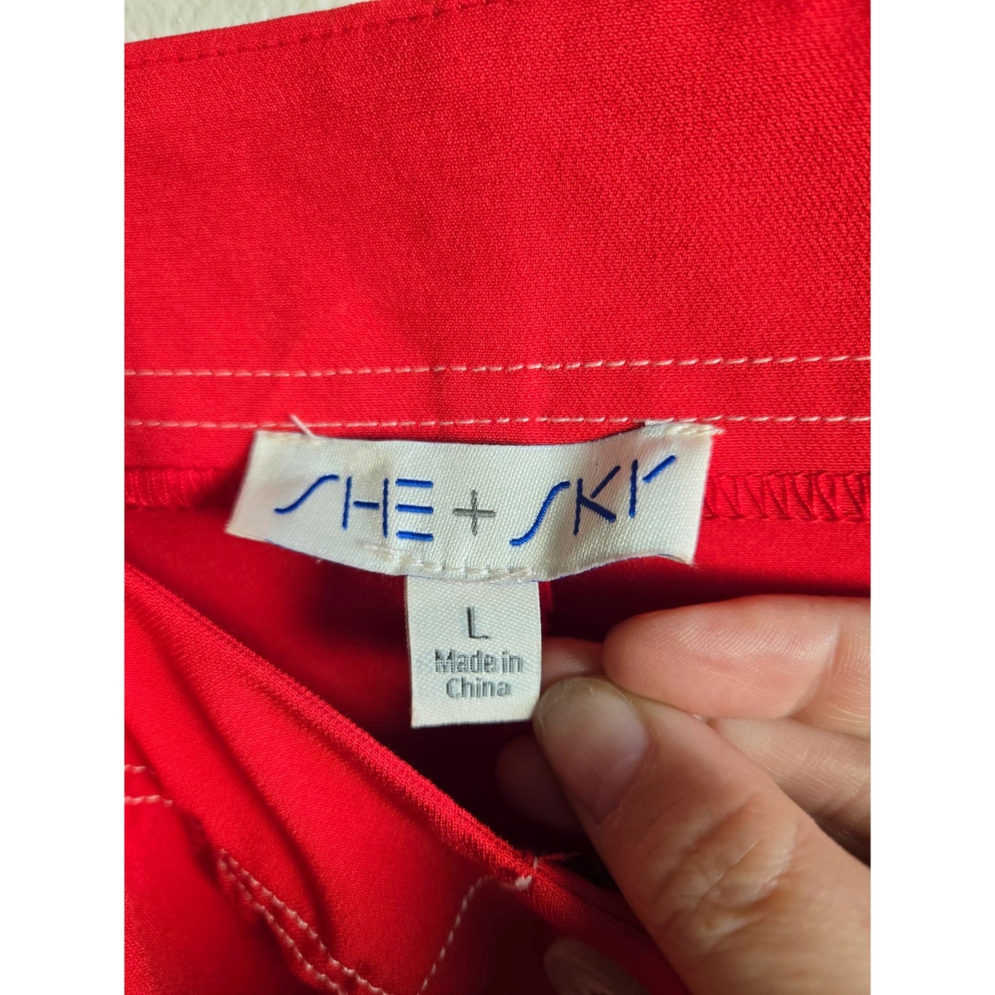 Size Large She + Sky Red Retro Playsuit Romper Button Front Mod 60s
