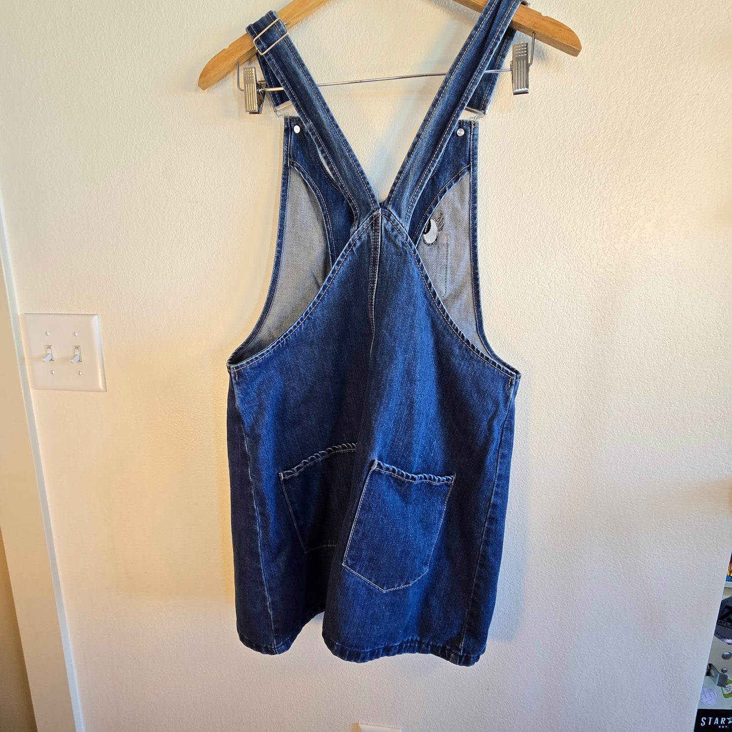 Size L – Eyeball Patch & Zip Front  Denim Utility Mini Dress