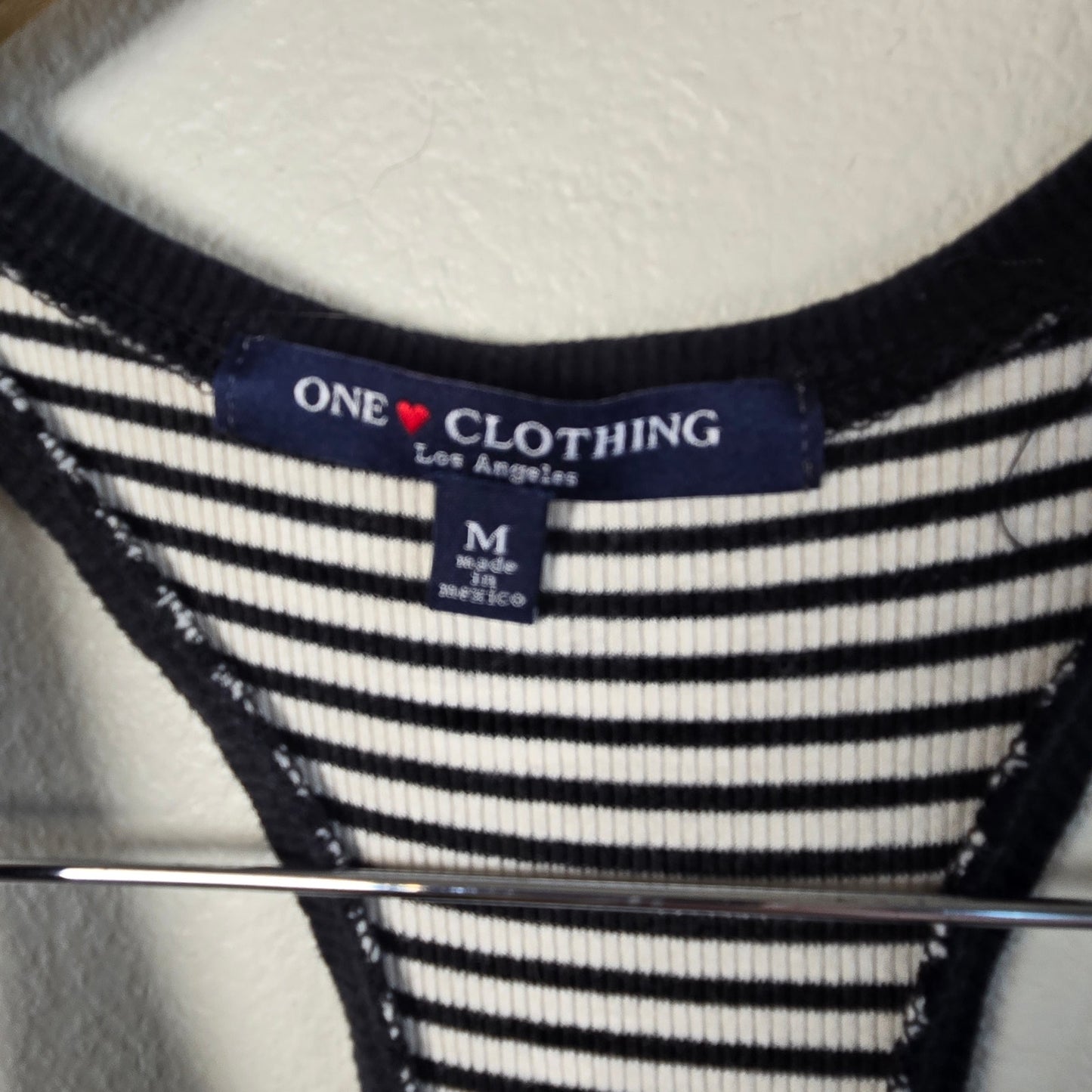 Size M Black White Striped Sporty Racerback Skater Dress