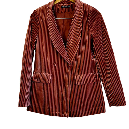 Size 4 – Nasty Gal Burgundy Wine Mauve Velvet Pinstripe Blazer