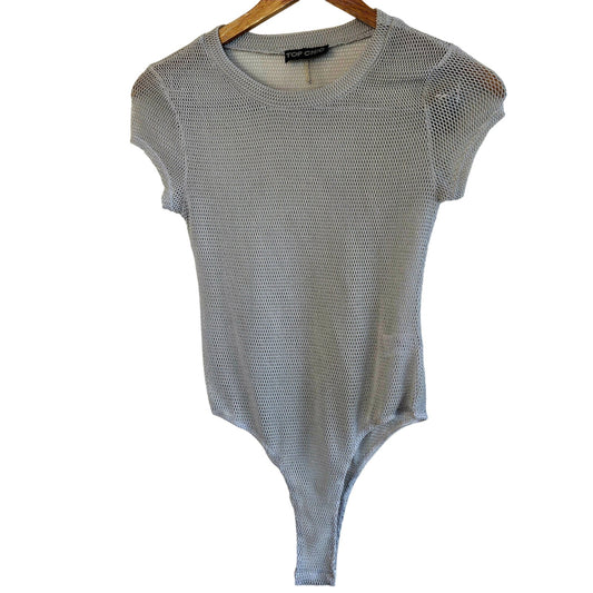 Size M – Top Chic Silver Sparkle Fishnet Mesh Bodysuit