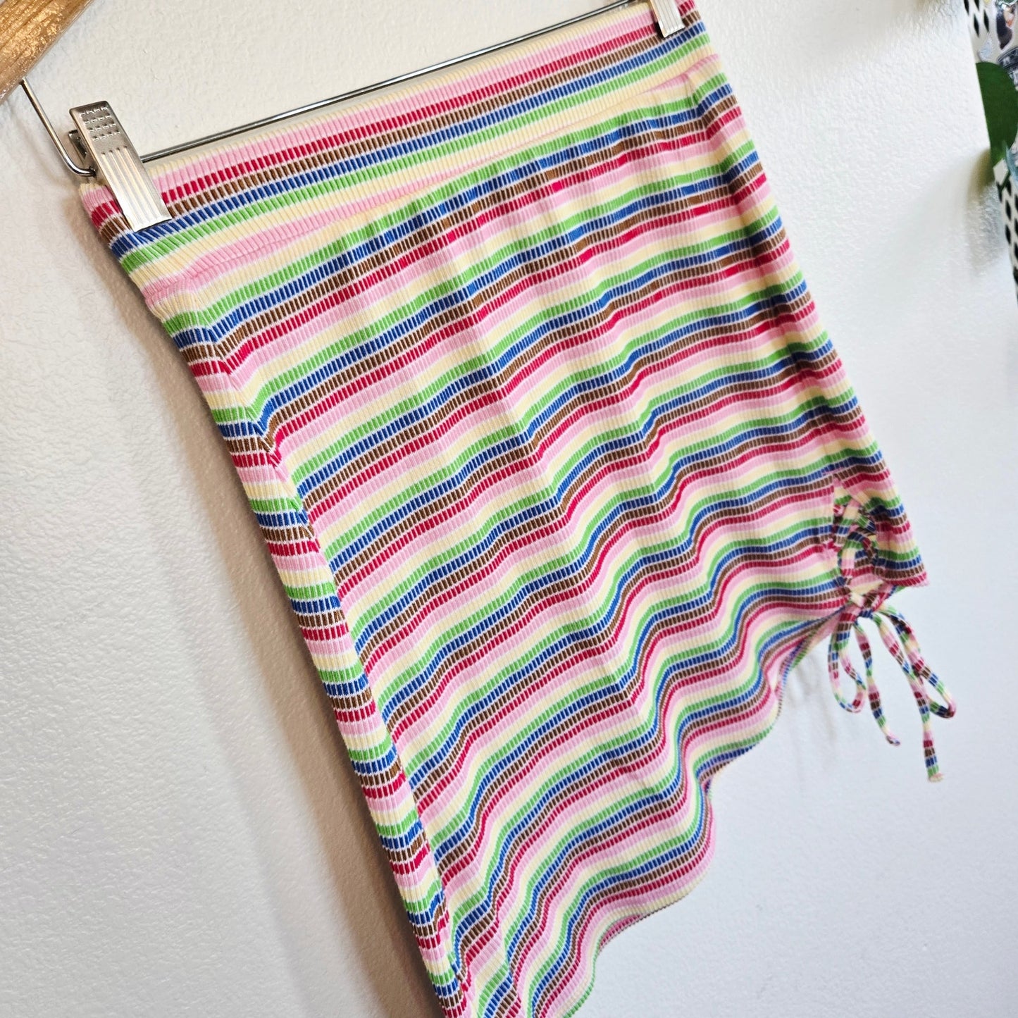 Size S – Pride Rainbow Dot-Stripe Tie Mini Skirt