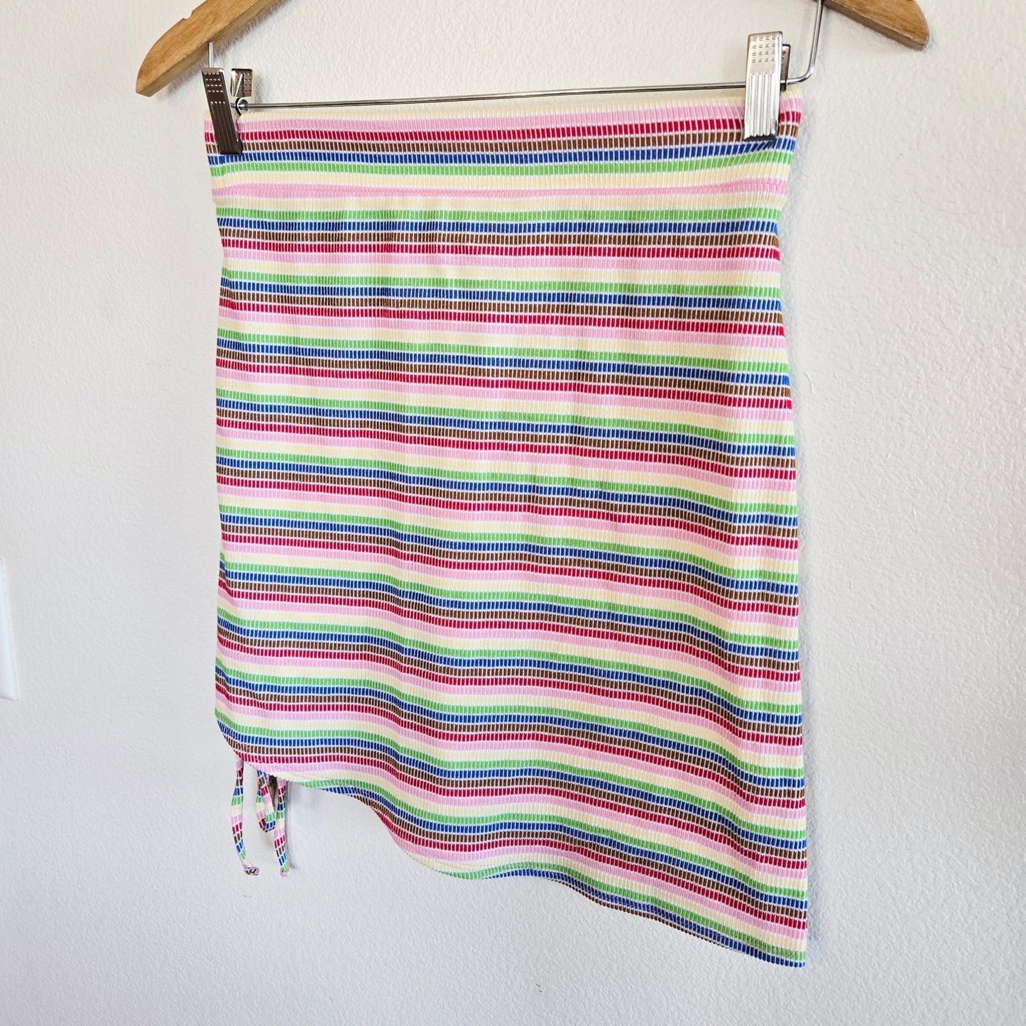 Size S – Pride Rainbow Dot-Stripe Tie Mini Skirt