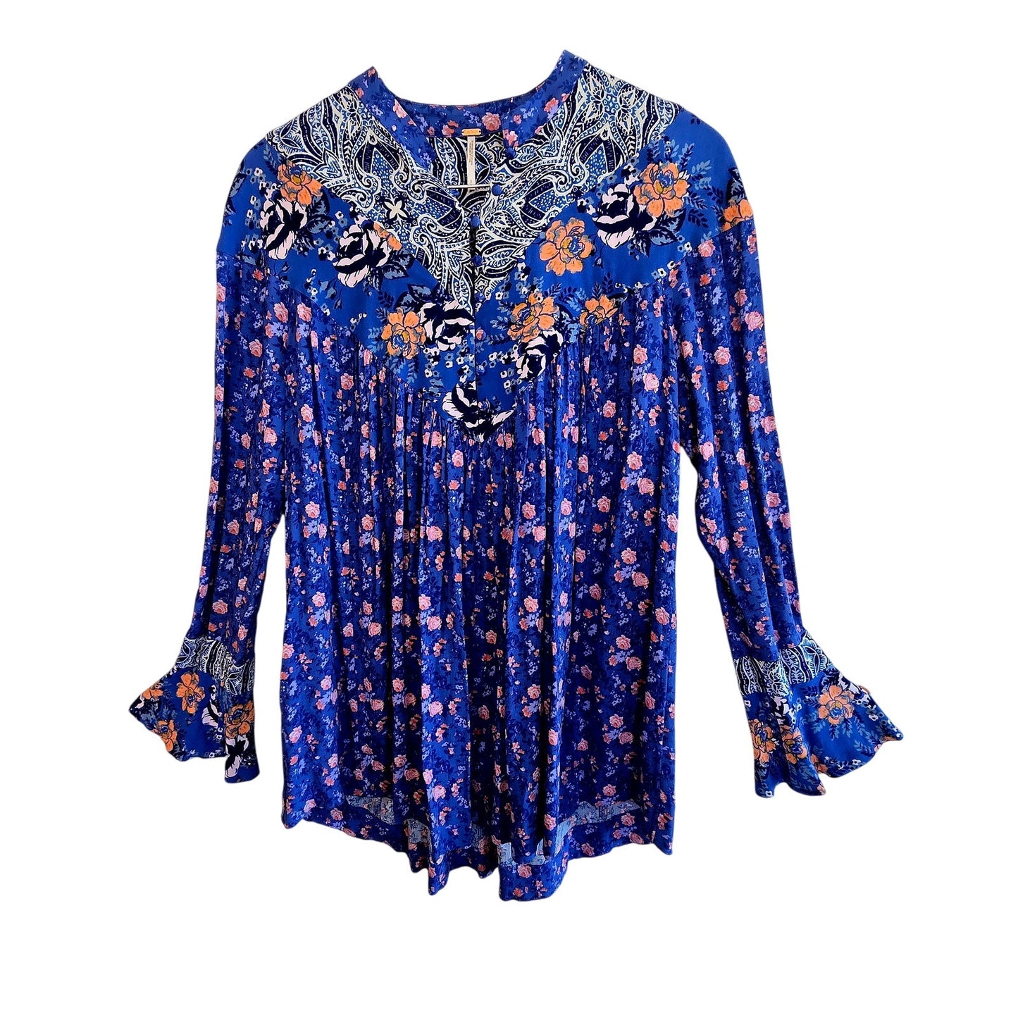 Free People Size Small Boho western button top bell sleeve mini dress