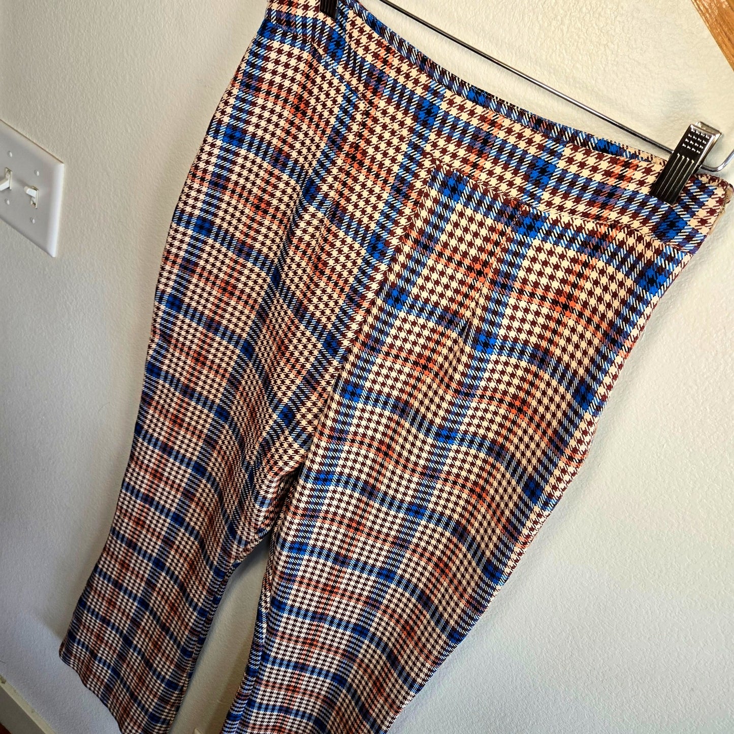 Size US 6 Nasty Gal Plaid Flare Pants High Waist Houndstooth 70s Academia