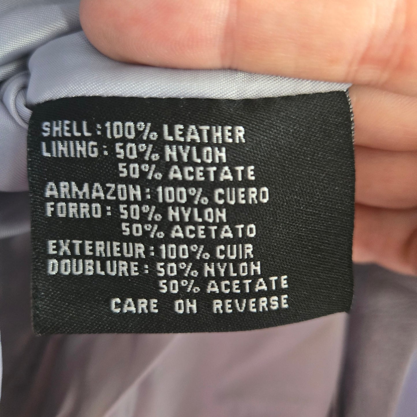 size 8 Vintage Saks 5th Avenue REAL Leather Lavender gray pearlescent skirt