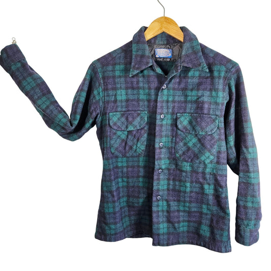 Medium Pendleton Wool Shirt – Black Watch Tartan, Size M, Made in USA