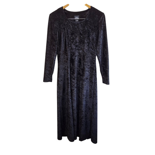 Size 8 – Vintage Black Crushed Velvet Maxi Dress by Brett Alexander