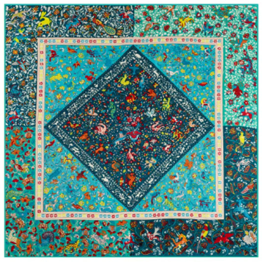 Square Silk Scarf – Ocean Blue Garden