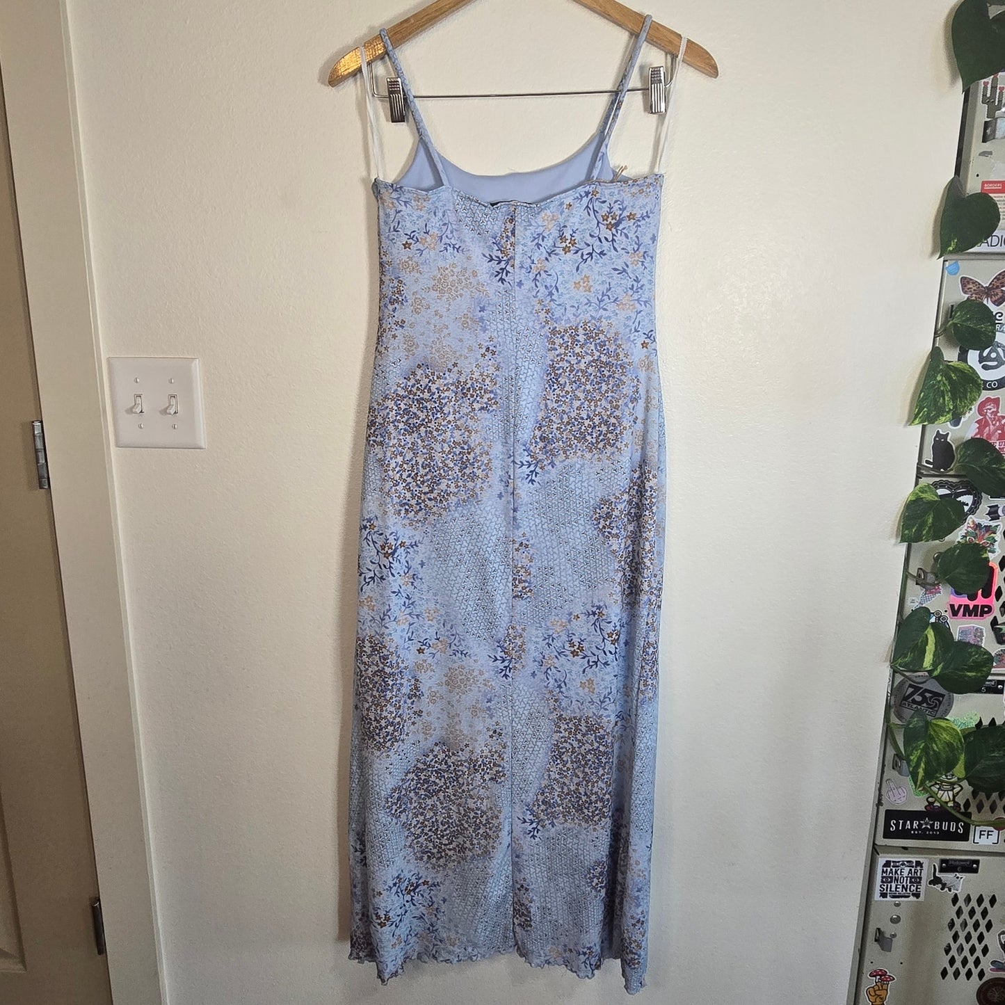 M – Rocket Candy Blue Mesh Overlay Slip Dress (90s/Y2K Vintage)