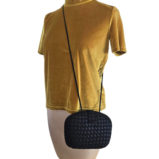 1980's mini crossbody textured hard shell clasp purse