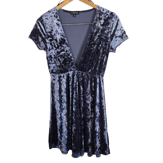M – Crushed Velvet Fit & Flare Mini Dress