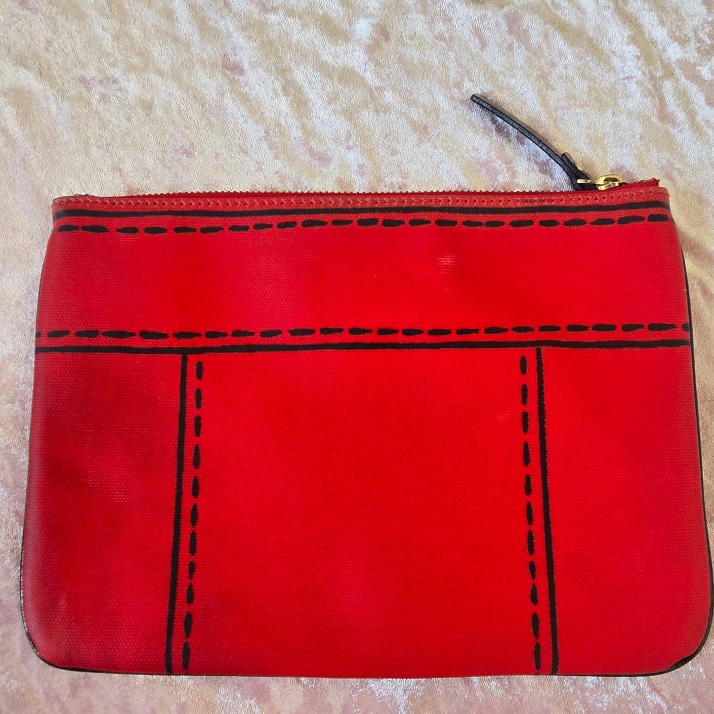 KATE SPADE Red Leather button clutch retro gold zipper closure