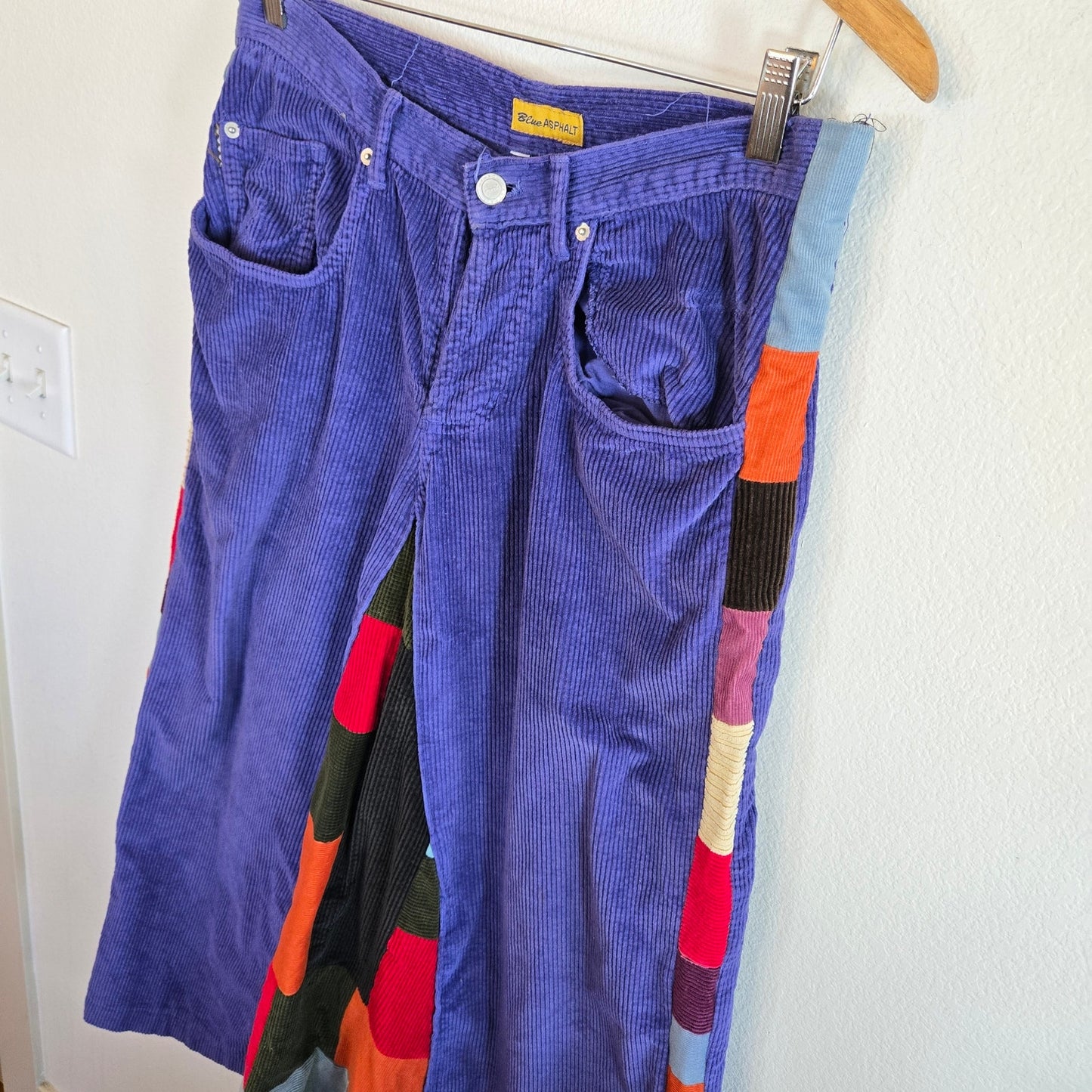 Size M/L – Upcycled Funky Corduroy Patchwork Maxi Skirt (Handmade)