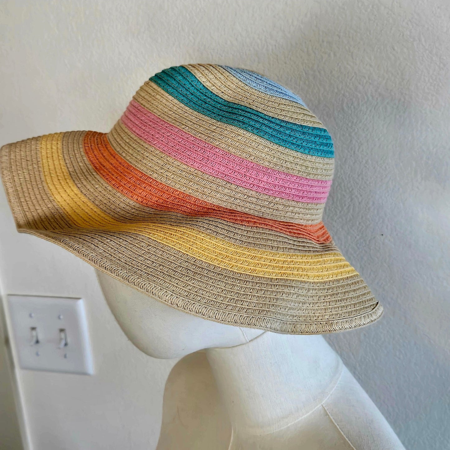 One Size – FSC Pastel Stripe Natural Fiber Brimmed Hat