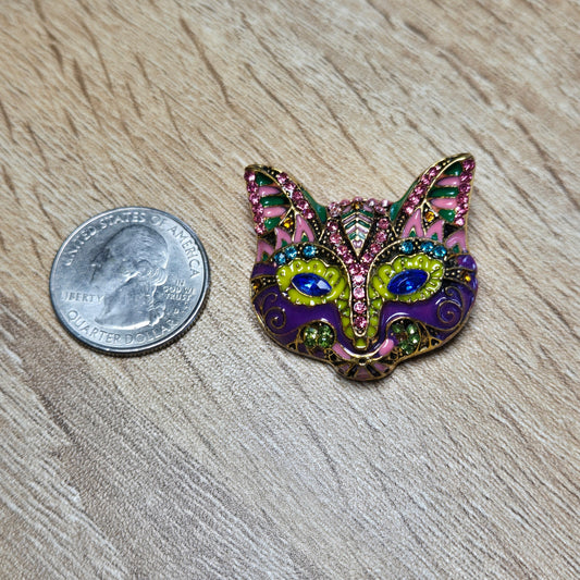 Colorful Cat Mask Enamel Brooch