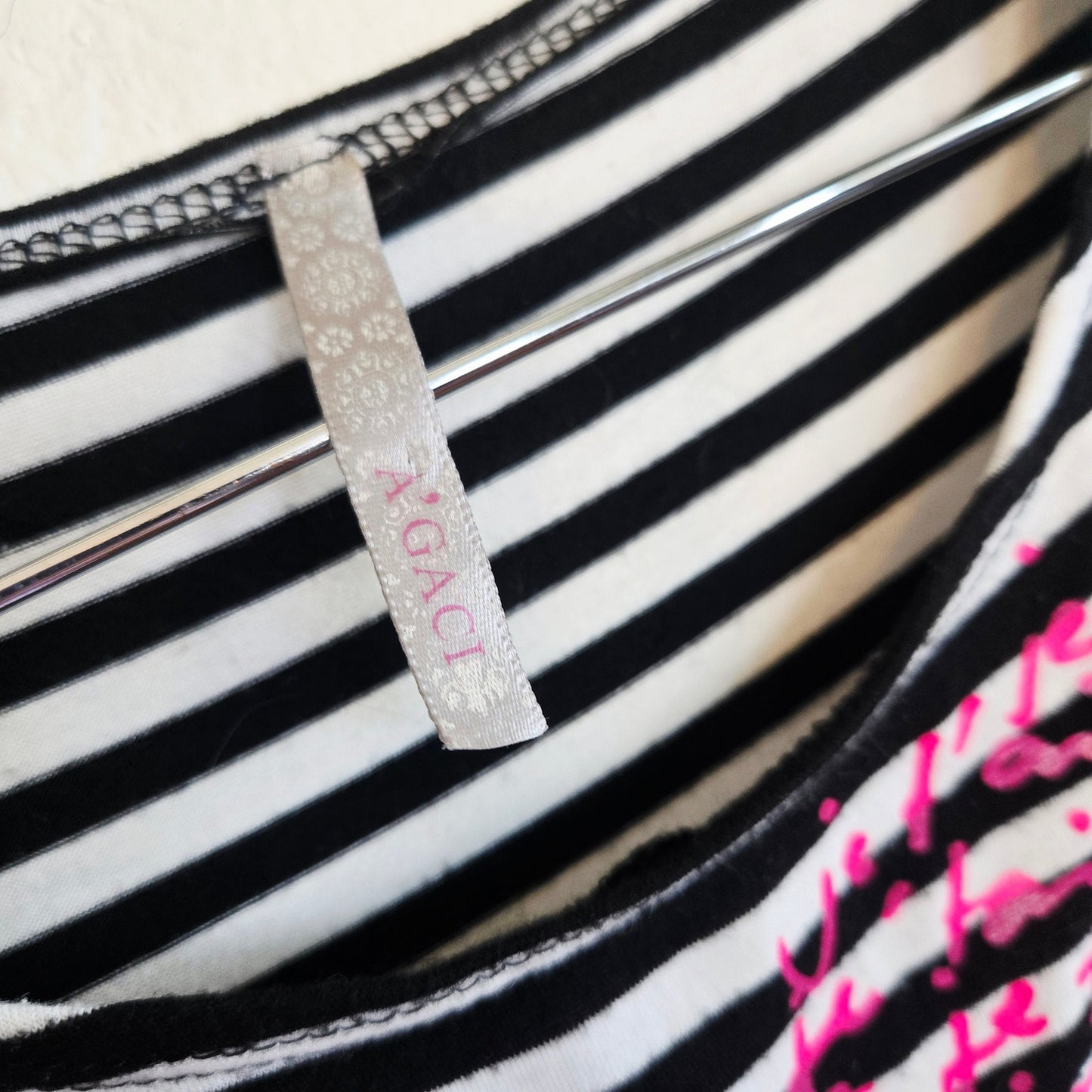 Size L – Y2k Je T’Aime Black & White Striped Tunic Indie Sleaze