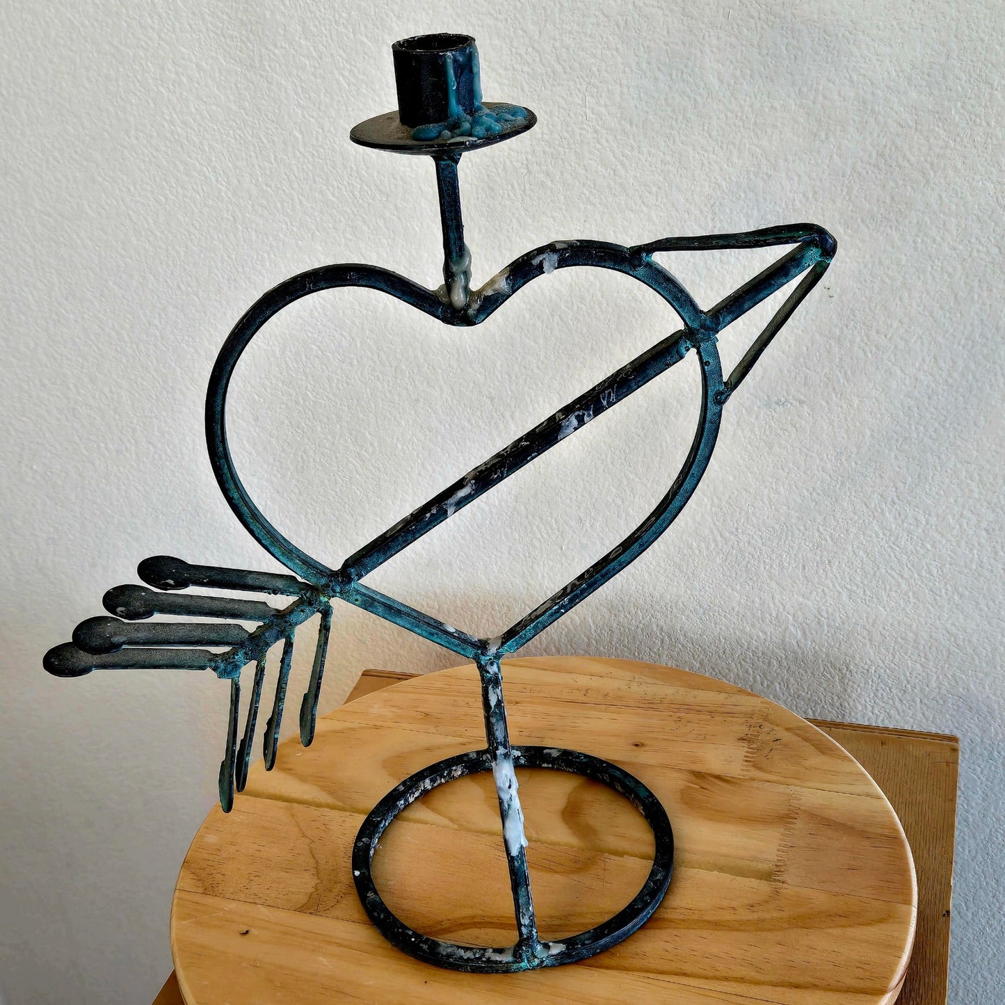 Iron Heart & Arrow Vintage Witchy Candlestick Holder