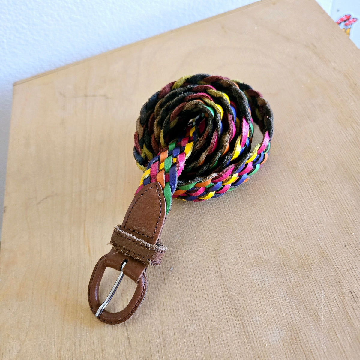 Real leather rainbow braided belt M/L Perfect condition