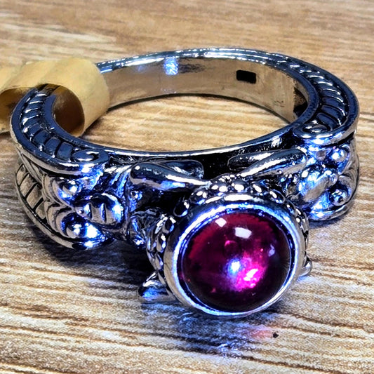 Size 10 Mermaid Sea Red Stone Platinum Ring – Baroque Atlas Deity Design