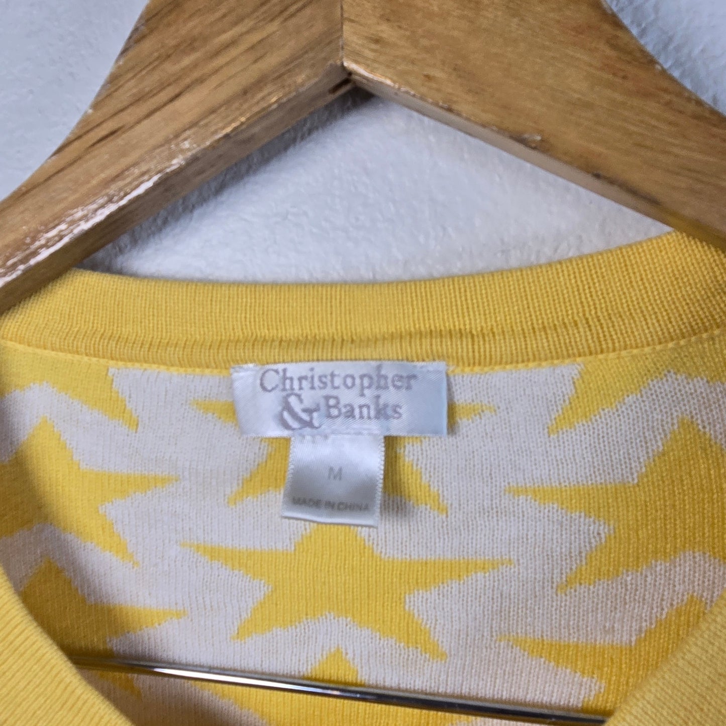 Size M Yellow Star Print Cardigan Circuscore Button Front Sweater