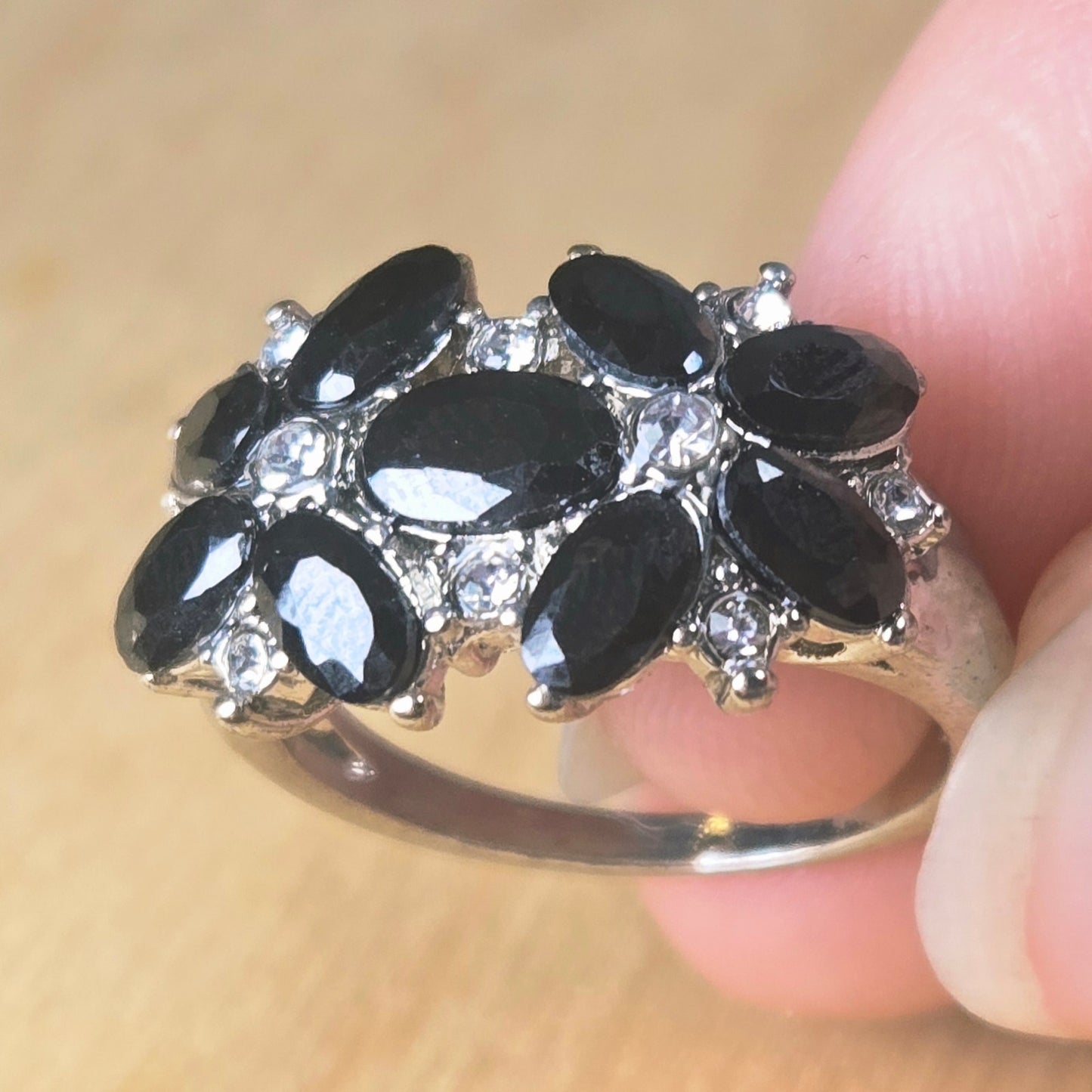 Size 6 | Black Zircon Floral Cluster Ring