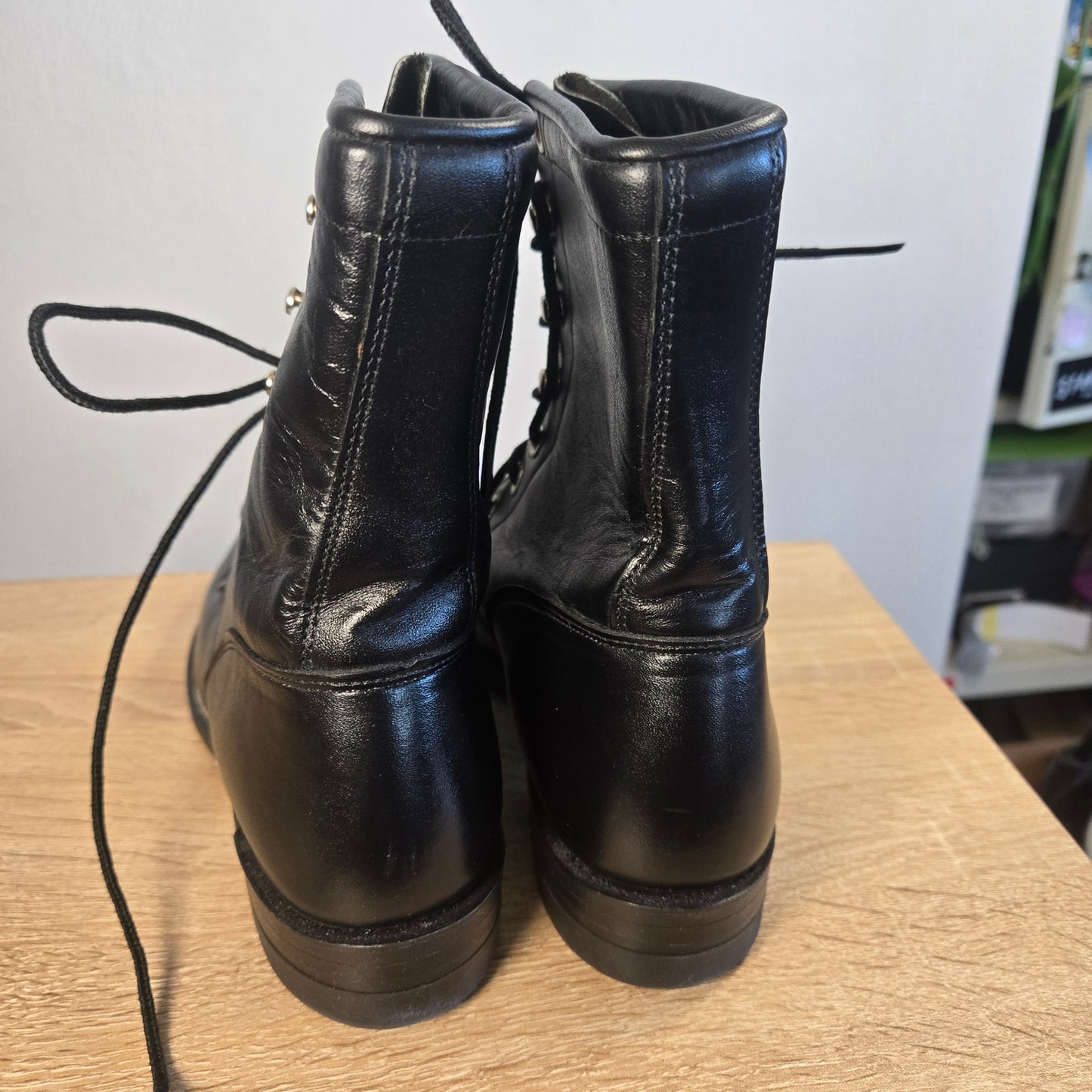 Size 6.5 Justin Black Leather Prairie Boots Kiltie Lace Up Roper Western USA Made
