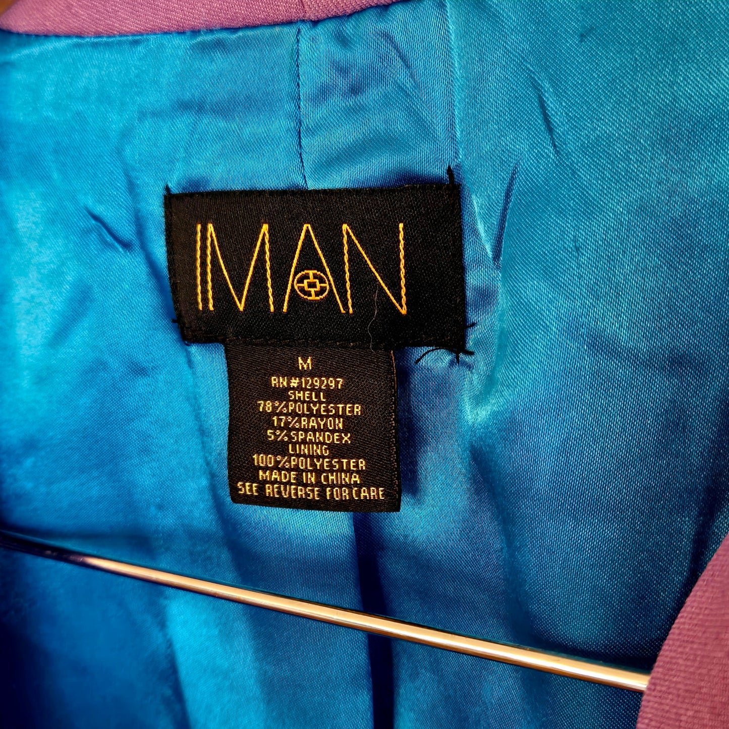 Size M – Iman Lavender & Turquoise Lined Fitted Oversized Blazer