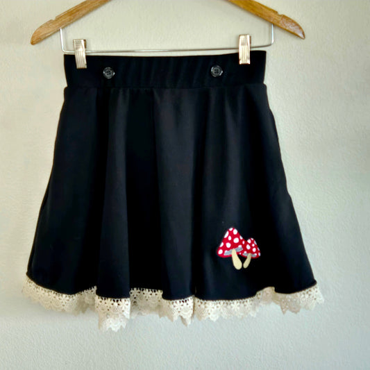 NWT mushroom mini skirt with button and ruffle accents cottagecore