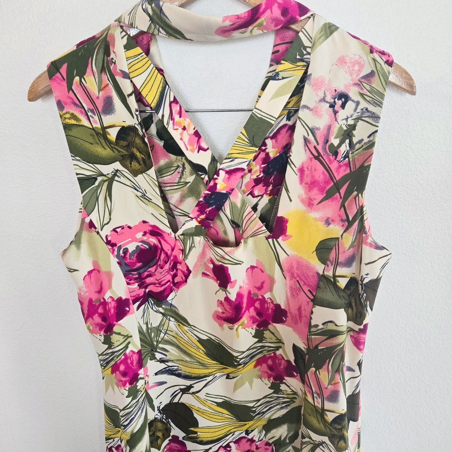 VINTAGE FLORAL PEARL BUTTON DOWN CRISS CROSS BACK MAXI DRESS 90S