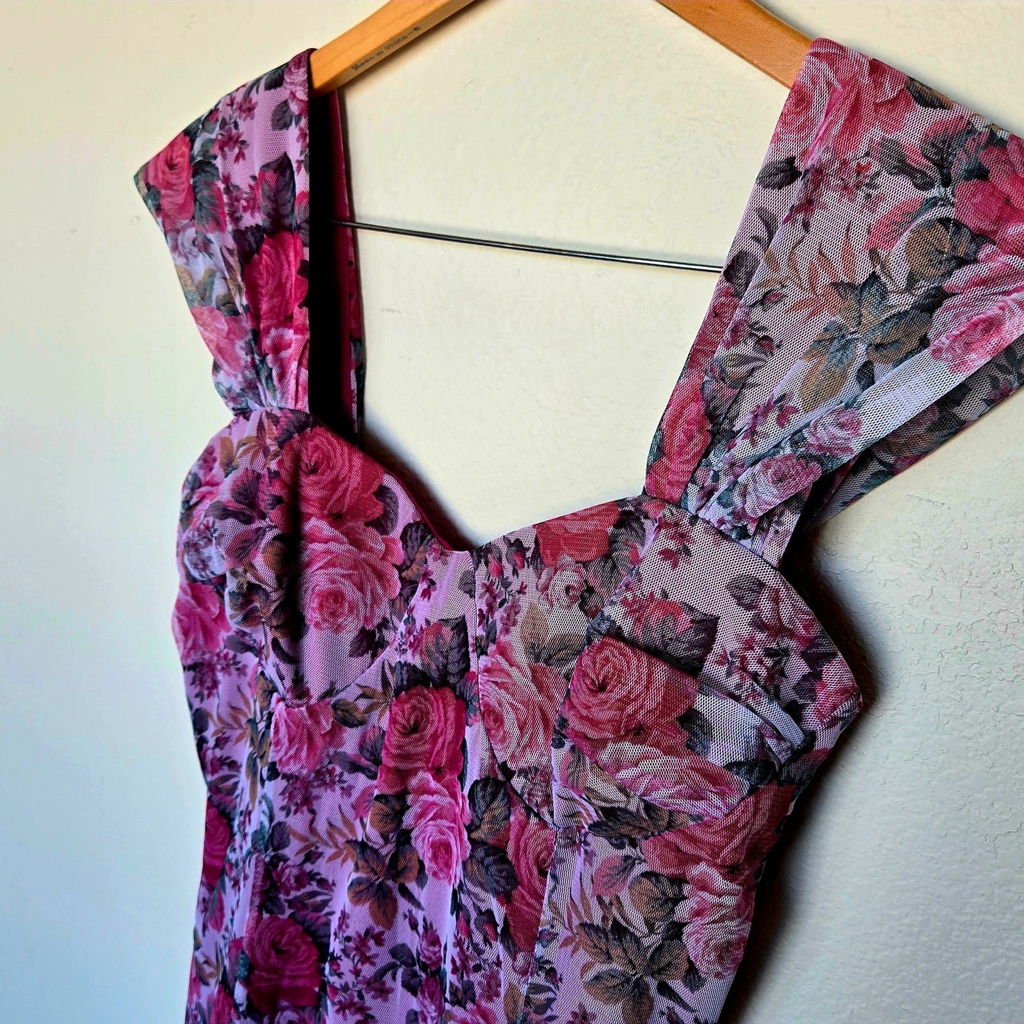 Onyx Nite vintage 90's Floral rose mesh cup top mini dress