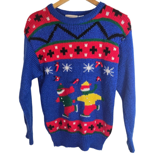 M (tagged Large) – Adell Barre Vintage Ice Skating Holiday Sweater