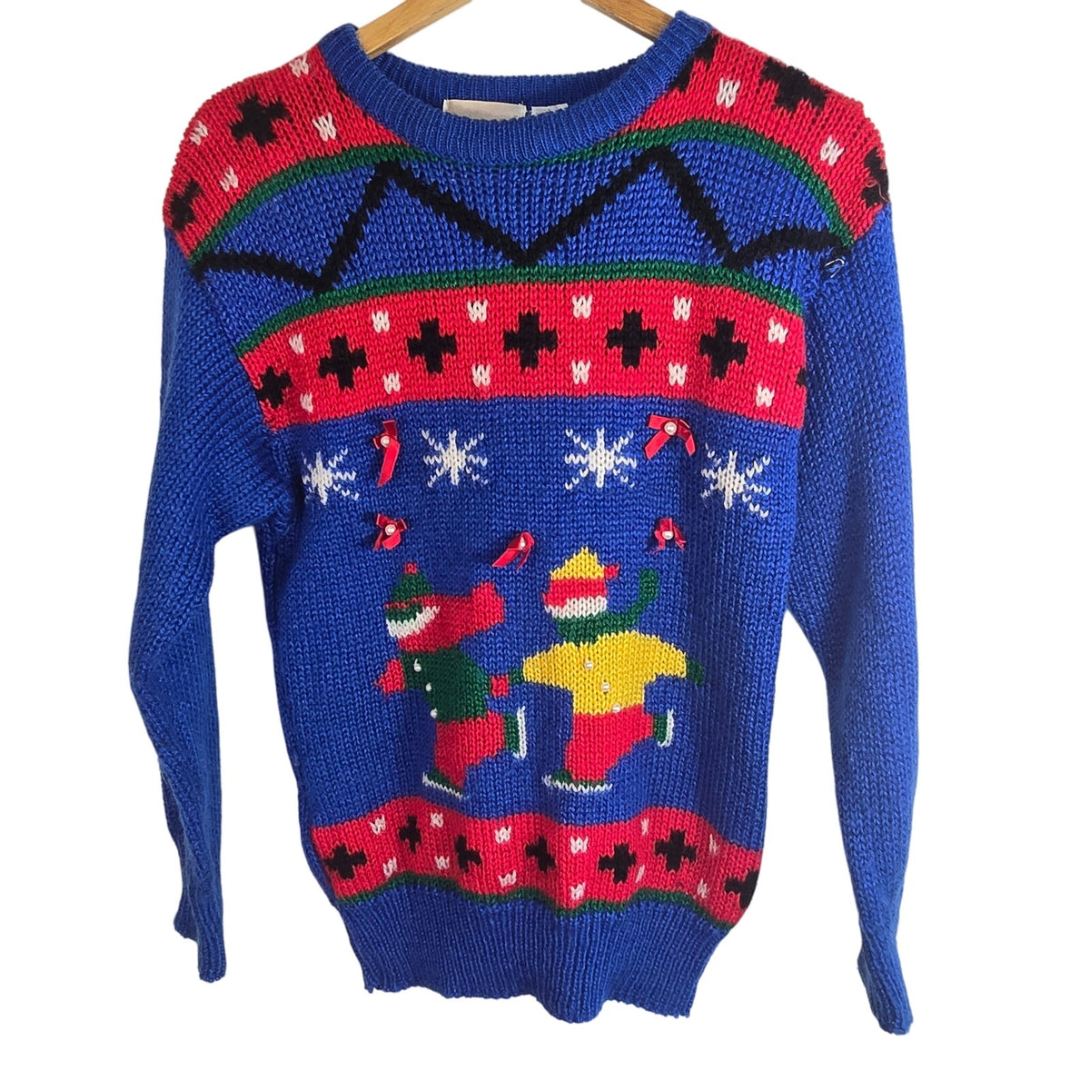 M (tagged Large) – Adell Barre Vintage Ice Skating Holiday Sweater