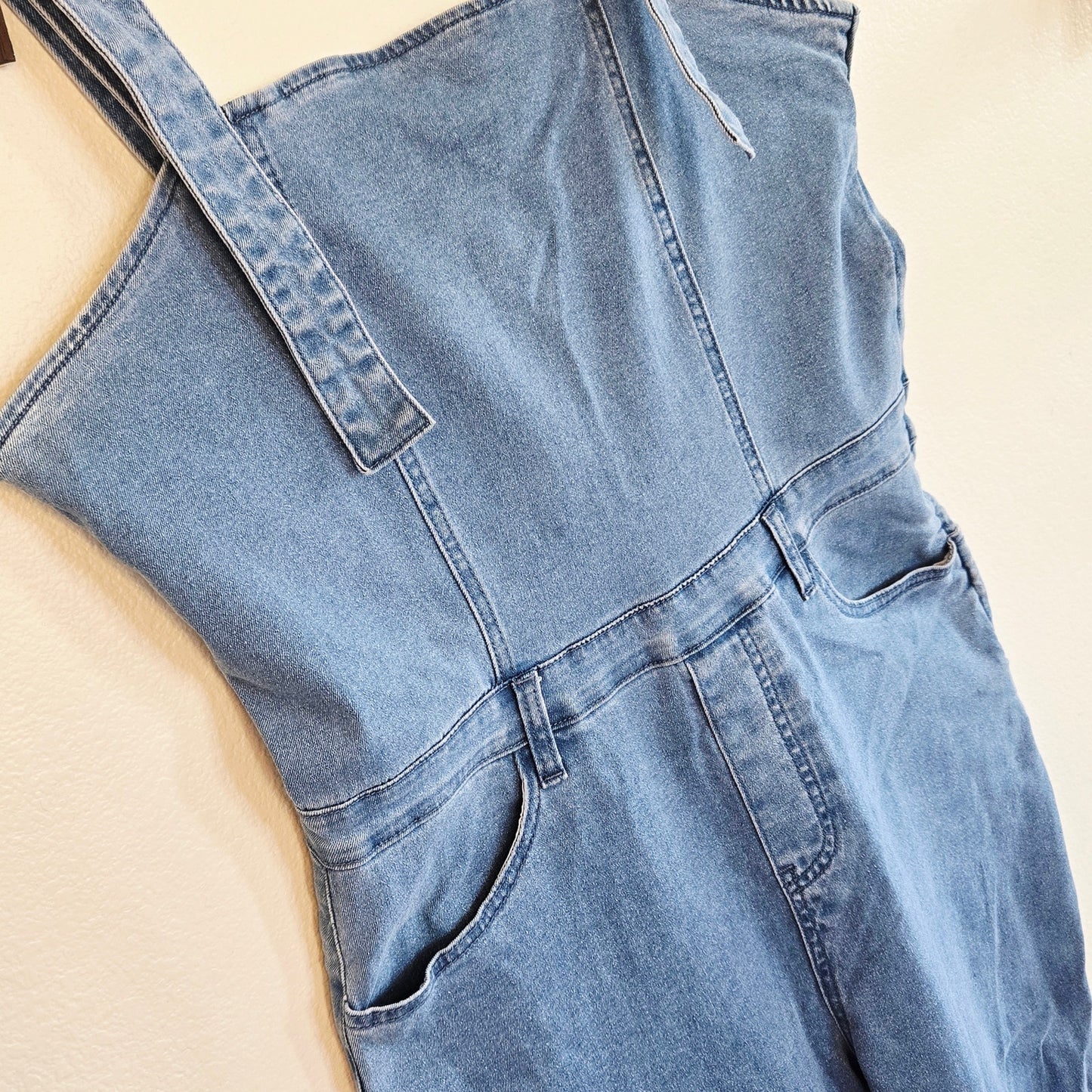 Size L – Light Wash Denim Corset Jumpsuit