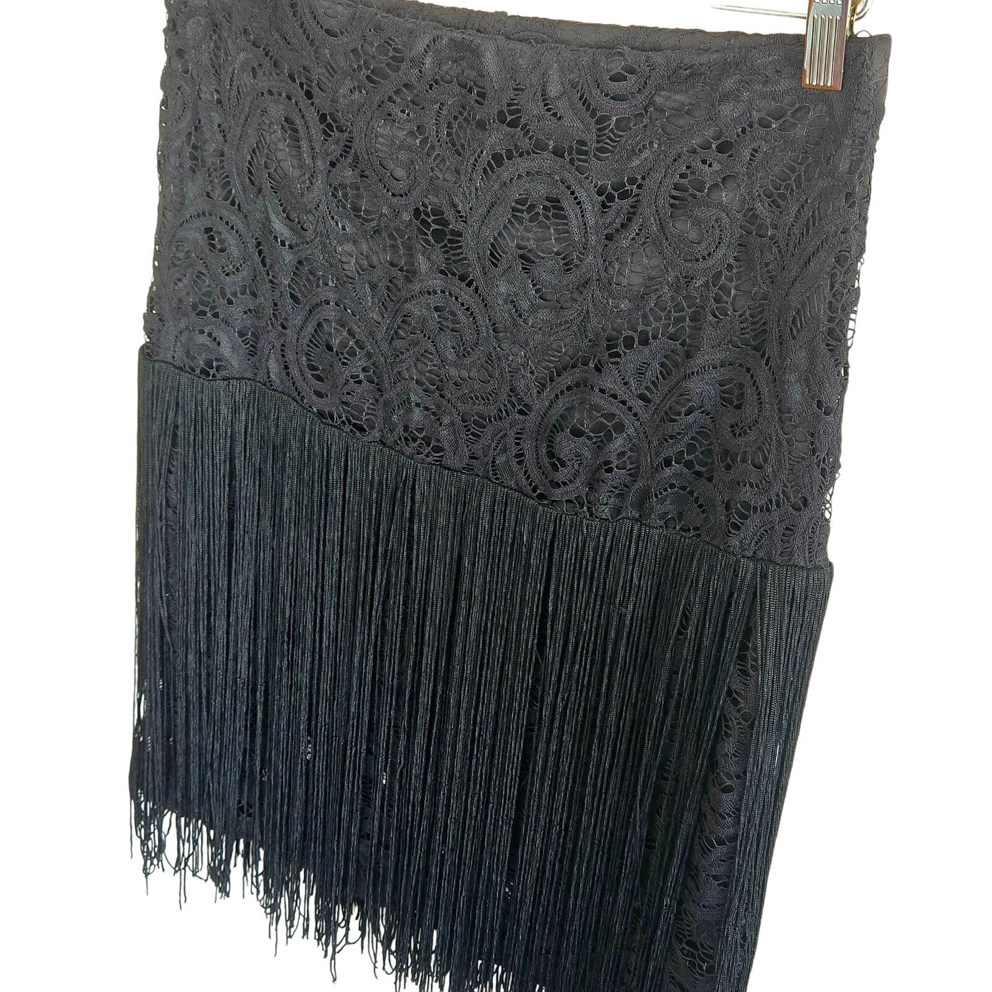 Wrangler Lace and Fringe Country Bohemian whimsygoth knee length skirt