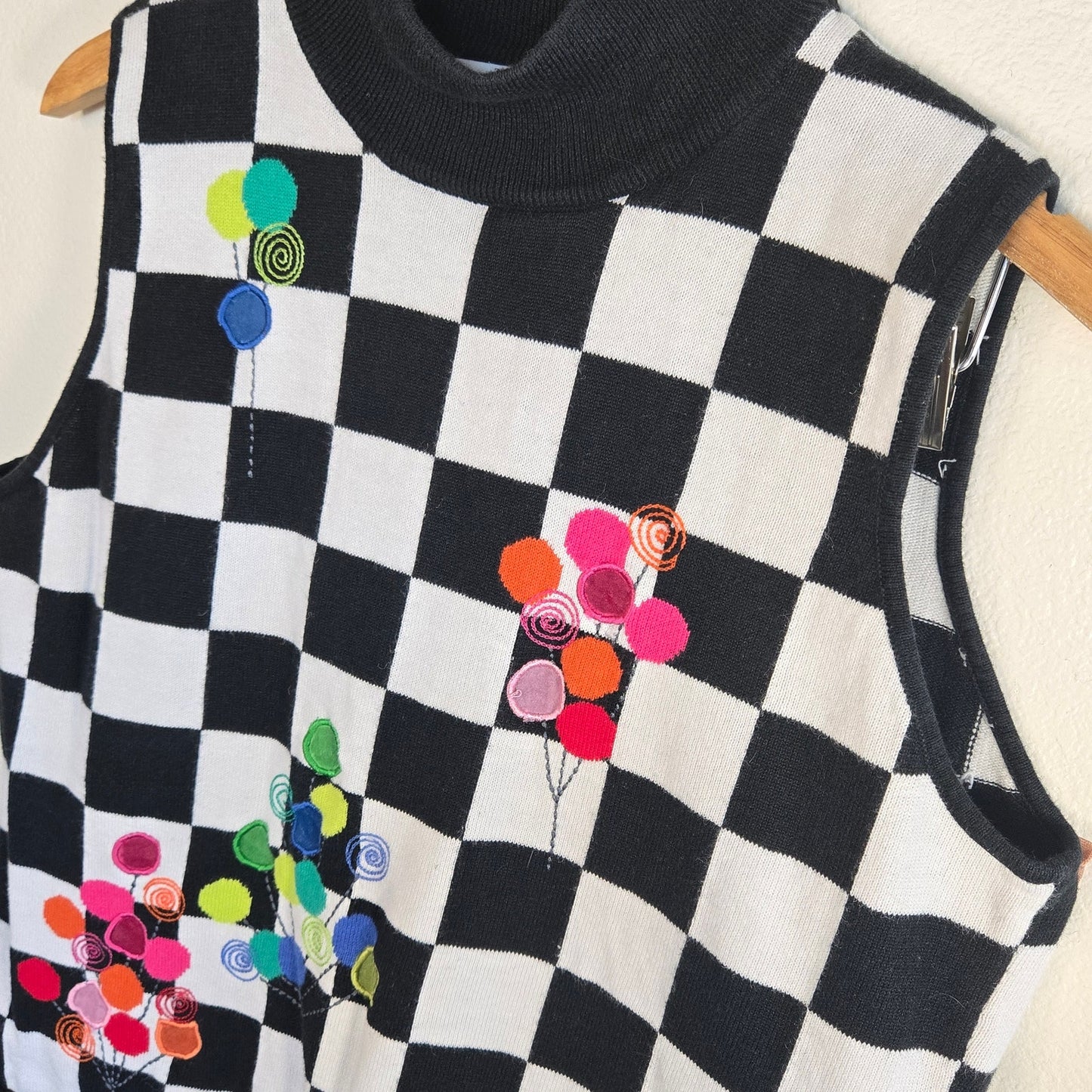 XL Vintage Marissa Christina Knit Balloon Print Turtleneck Tank