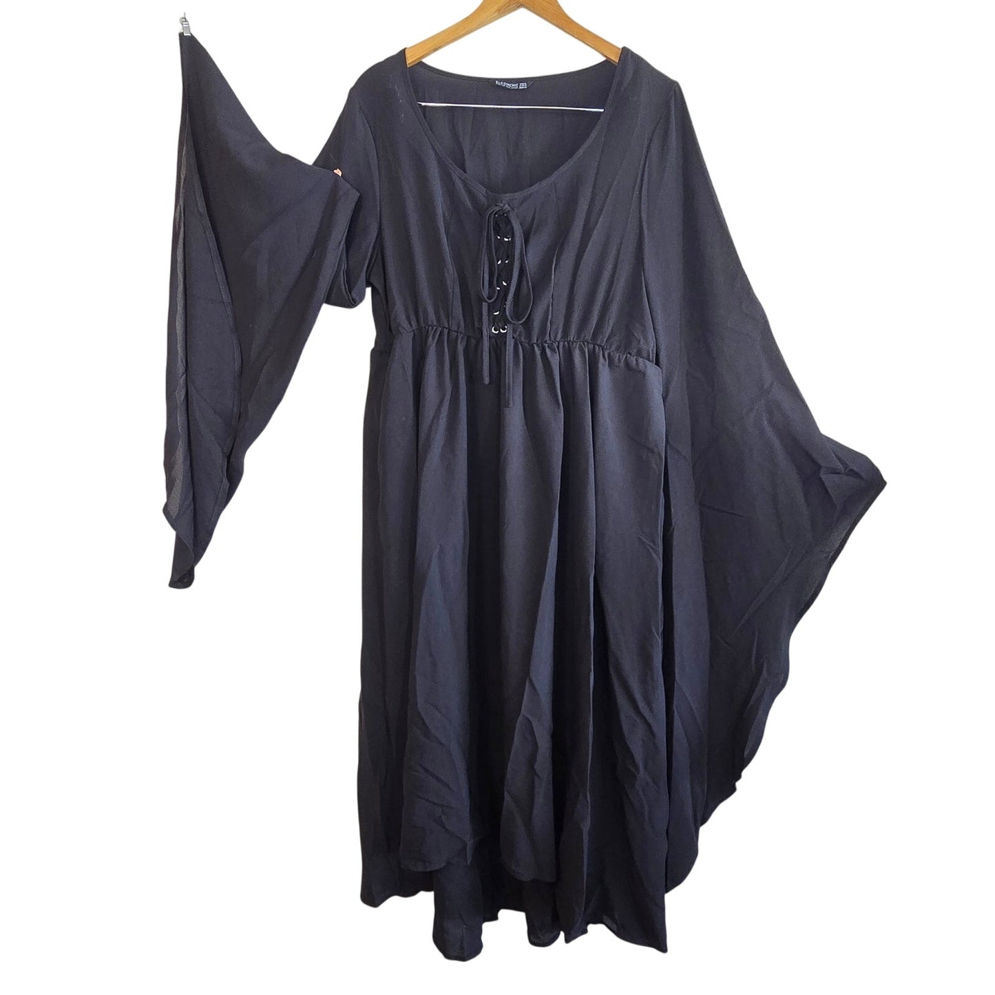 Size 14/16 Black Chiffon Corset-Tie Maxi Dress BloomChic