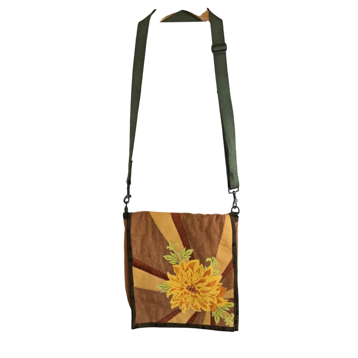 Canvas Floral Crossbody Purse – Tan & Butter Yellow Boho Hobo Bag