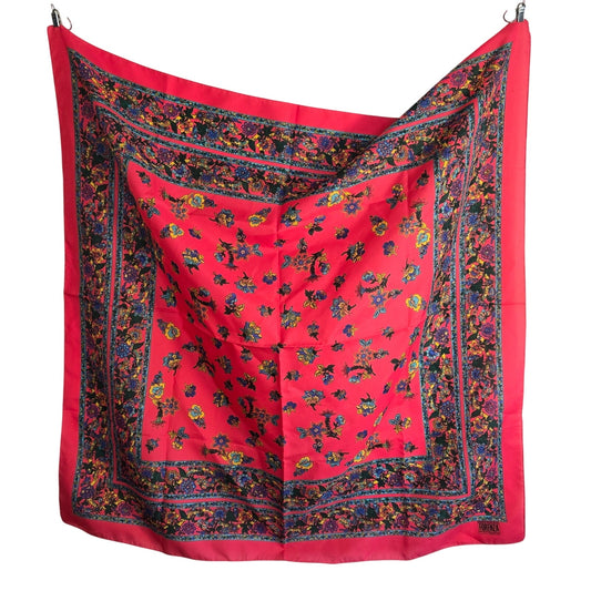 Vintage Forenza 31" Square Scarf – Hot Pink Floral Print Made in Italy
