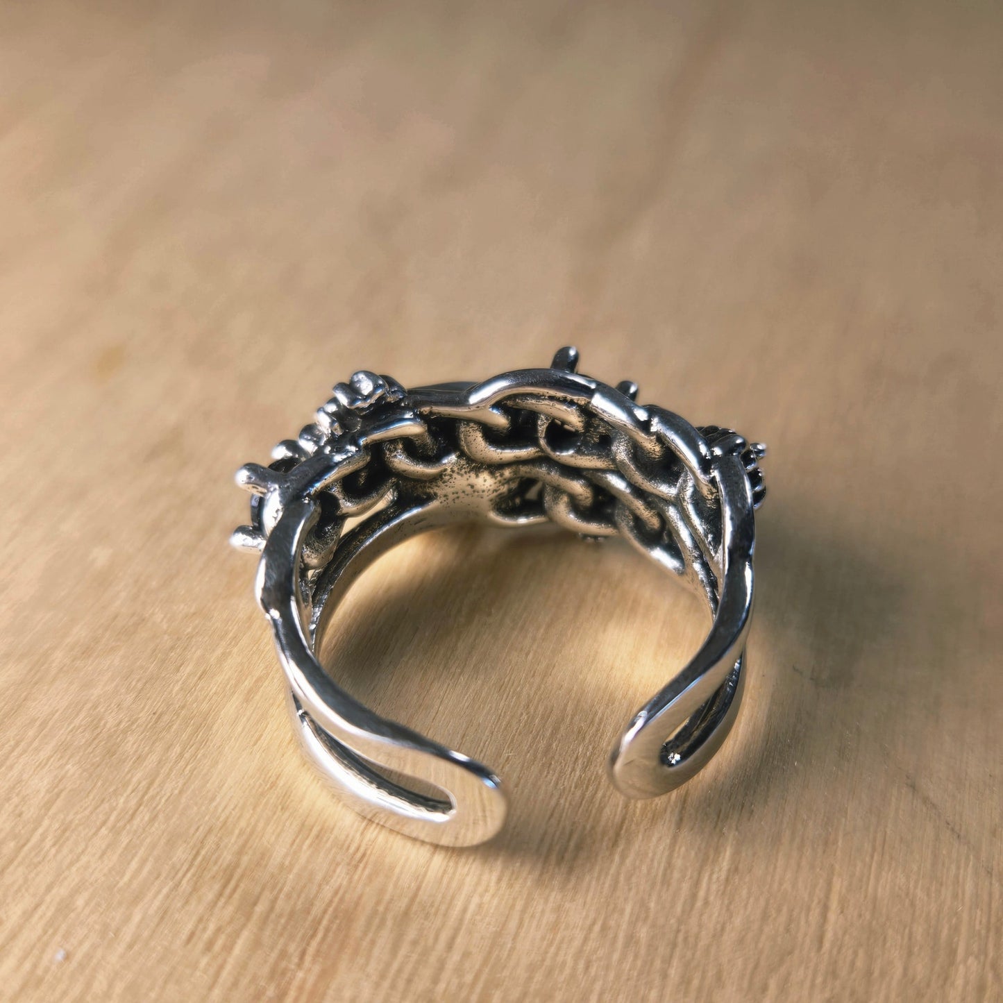 Adjustable | Floral 925 Sterling Silver Ring with Blue Teardrop Stone